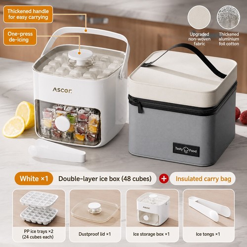 Ice cube tray with bin - tray,